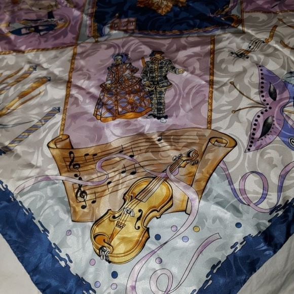 Masqerade A Venice Italy‎ Silk Scarf Hand Rolled - Picture 2 of 8